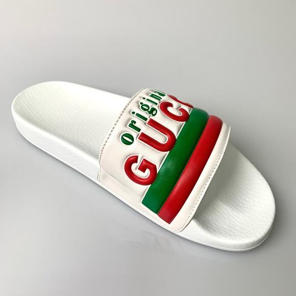 NIB Gucci “Original Gucci” Leather Rubber Pool Slide Sandal Size 40 - Picture 8 of 14